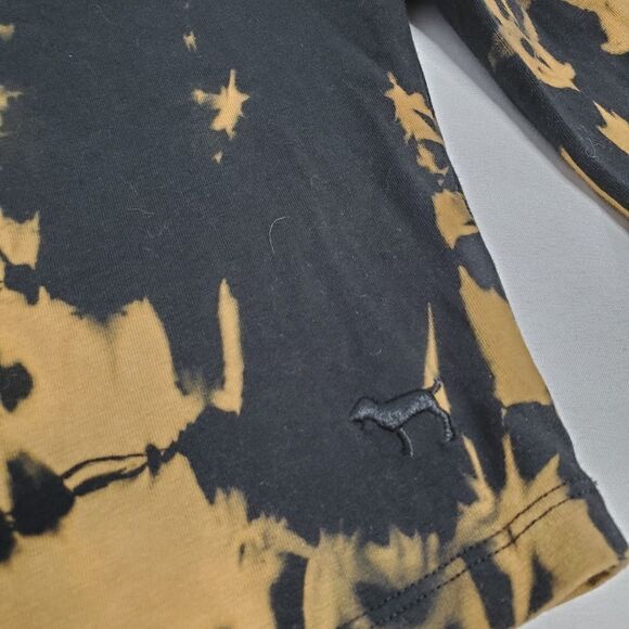 VS PINK custom black bleach dyed long‎ sleeve crop top M - Picture 5 of 8